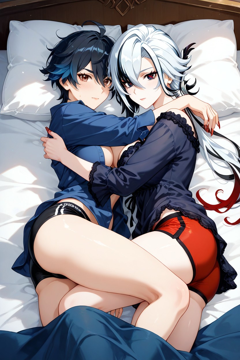 25+, Long Nails, Wearing A Red Boxer Briefs Hentai AI Porn