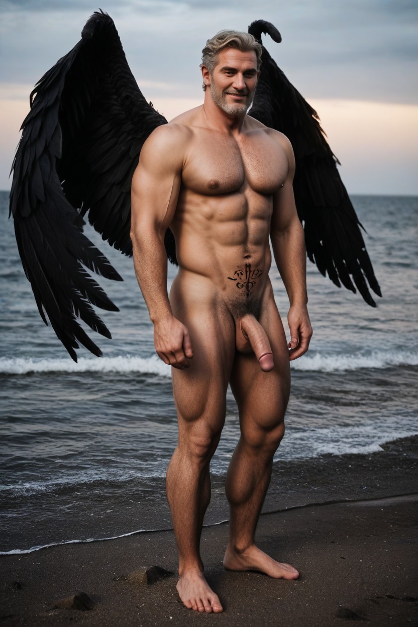 裸, His Legs Are Spread Wide, タトゥー ゲイAIポルノ