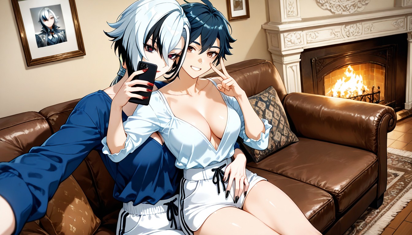 Arlecchino Taking A Selfie, 25+, Brown Eyes Hentai AI Porn