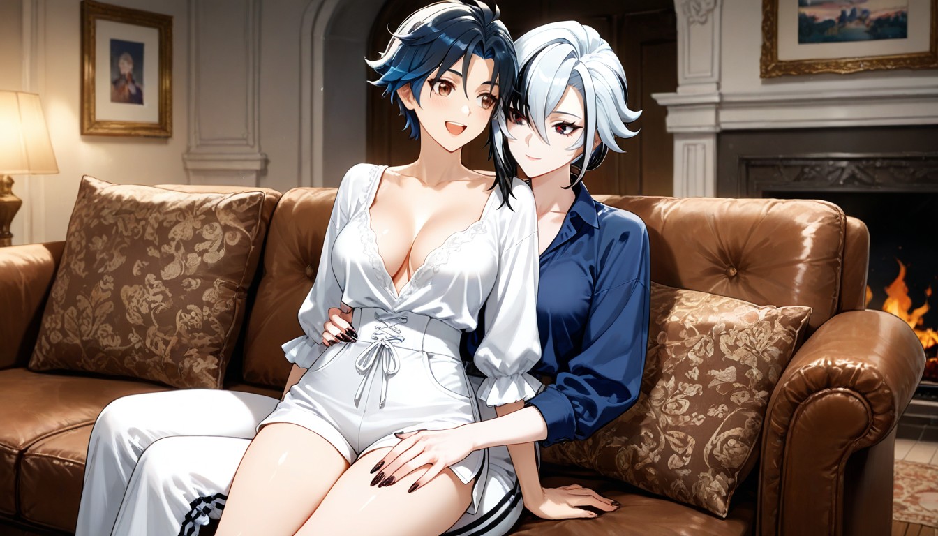 25+, 2 People, Leather Sofa Hentai AI Porn