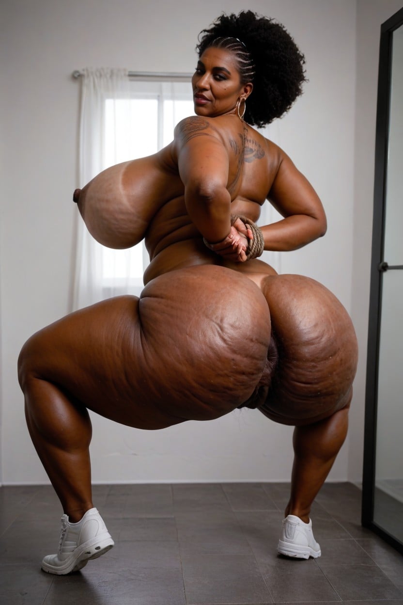 Ass With Veins, Afro Hair, Saggy Ass Pornografia de IA