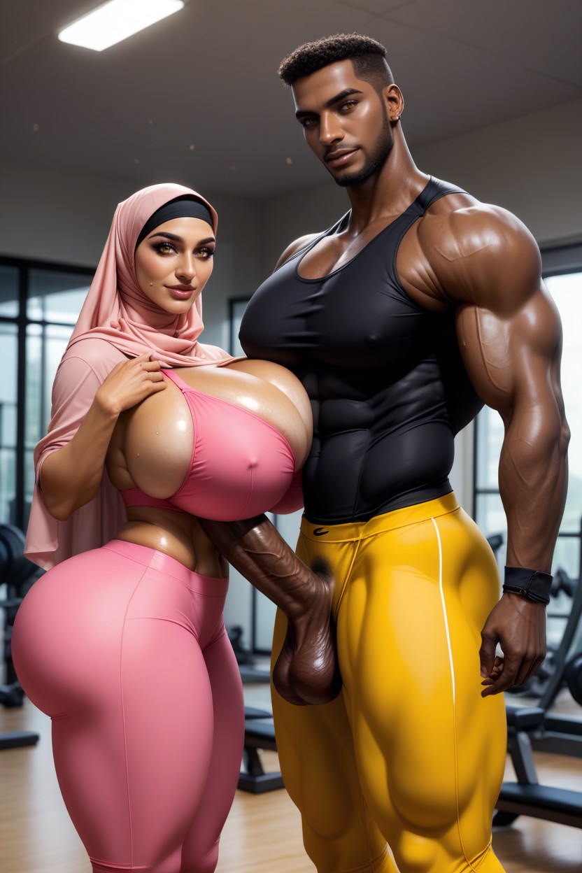 Muscle, Hijab, Gigantic Man Hentai AI Porn