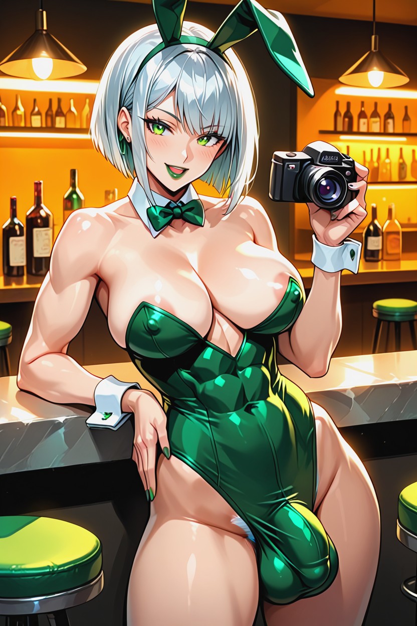 Unshaven Crotch, Dark Green Bunny Suit, Unshaven Shemale AI Porn