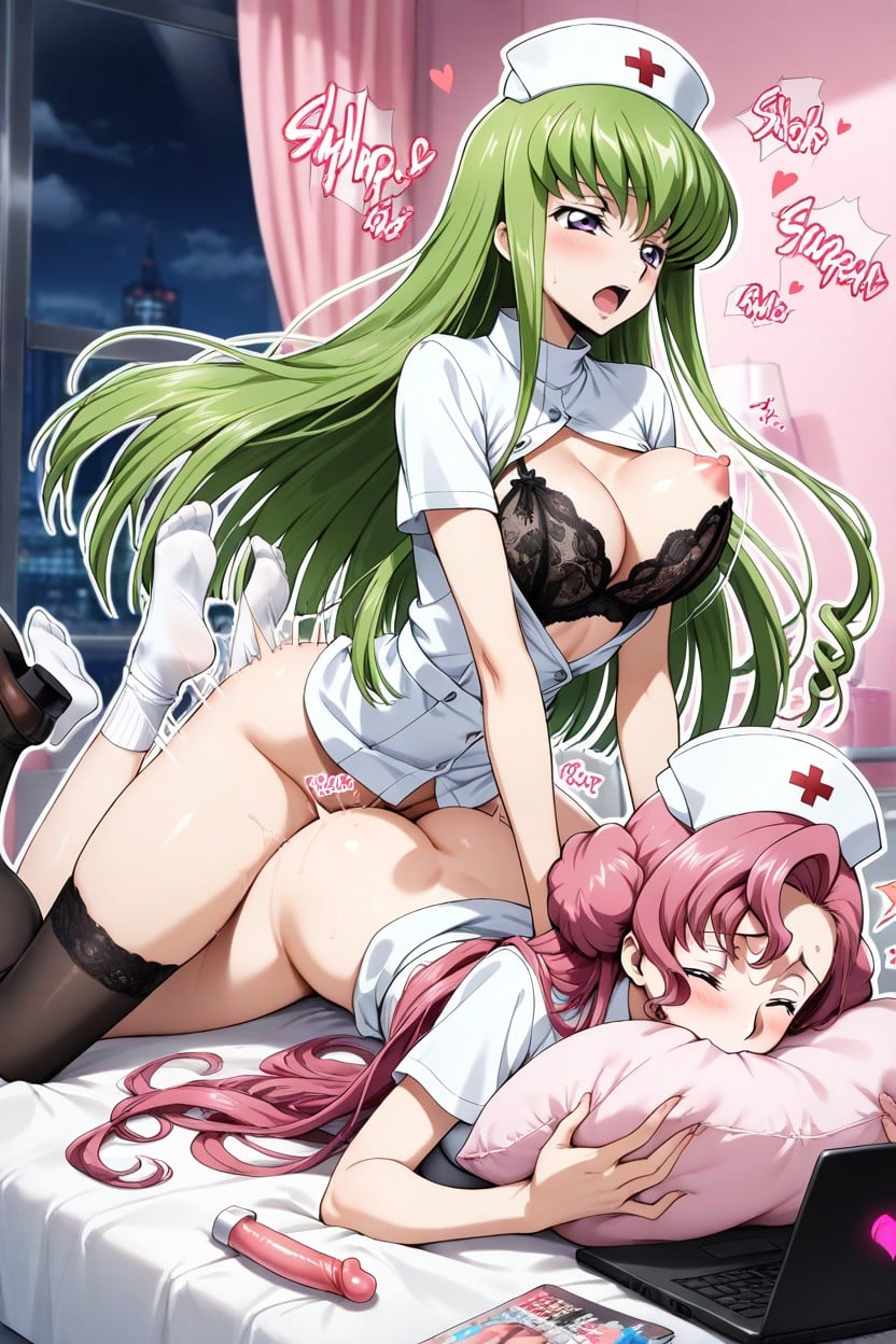 Bedroom, Thick White Outline, Pink Walls Hentai AI Porn