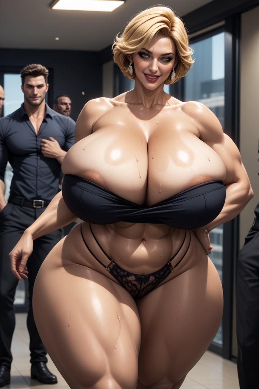 Wide Angle, Blonde Milf Striaght Hair, Rear View AI Porn