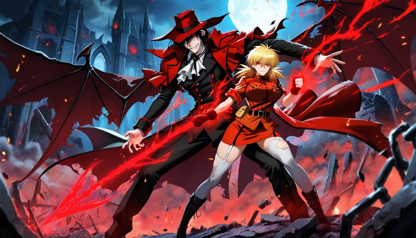 Cinematic Intensity, Flying Embers, Seras Victoria Mid Transformation Hentai AI Porn