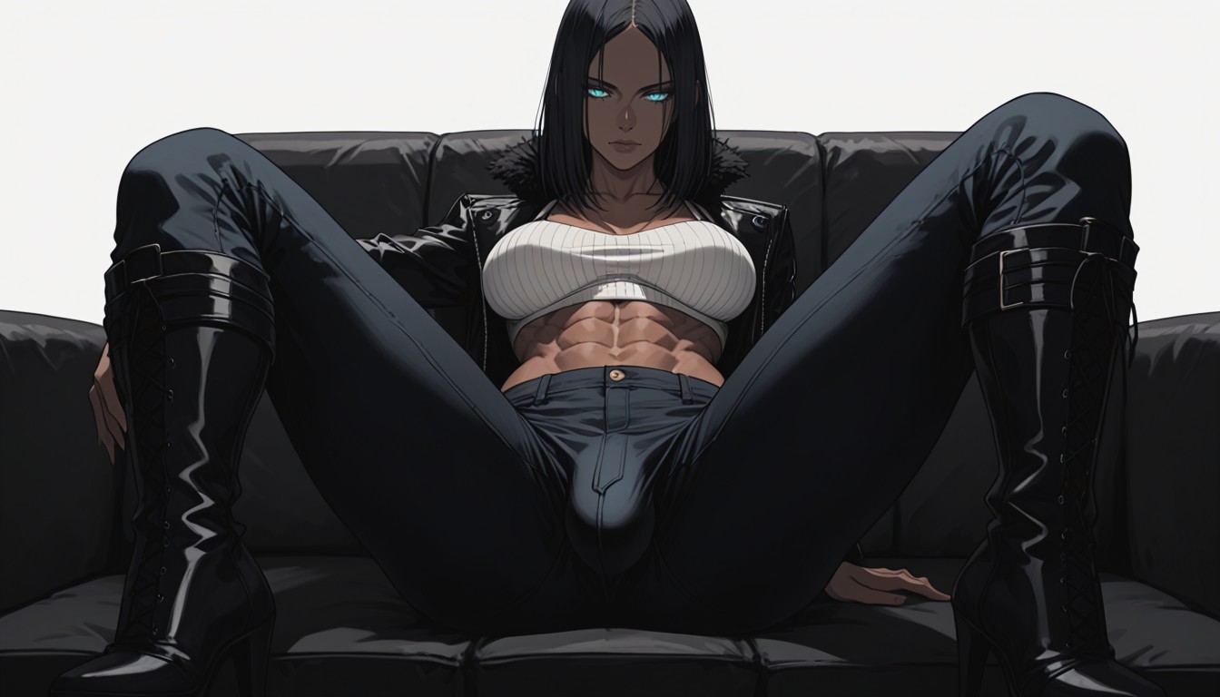 Expressionless, Dark Skin, Noir Shemale AI Porn