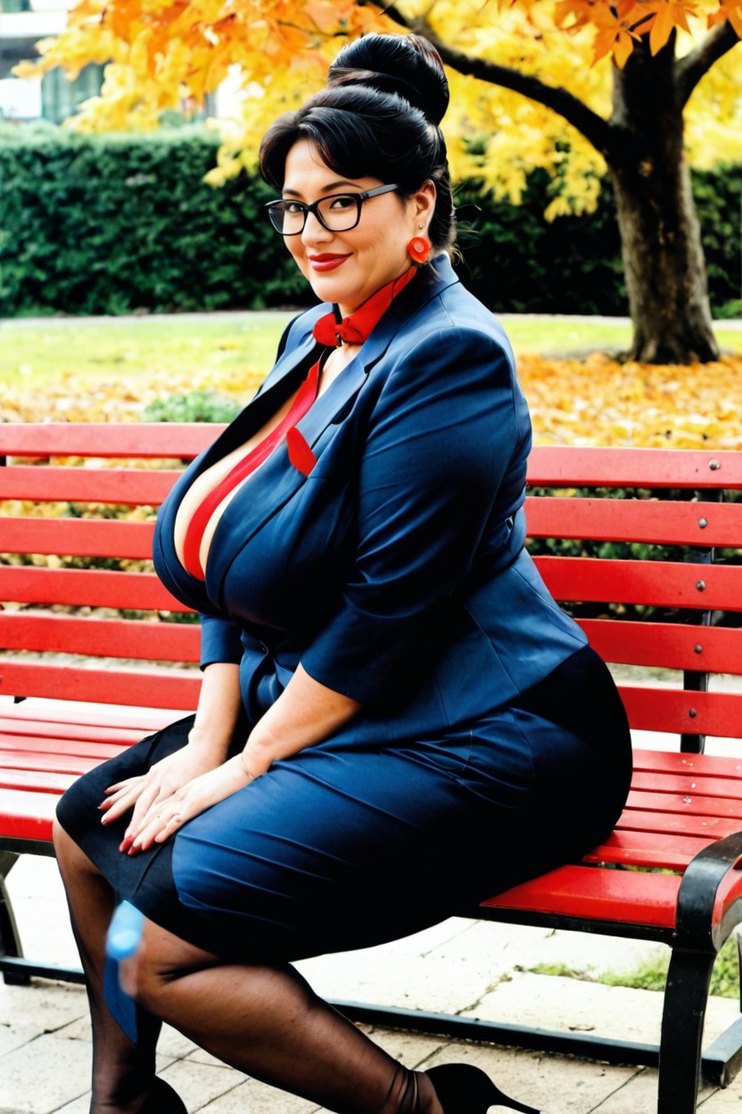 Blushing, Office Skirt, Park BBW AI Porn