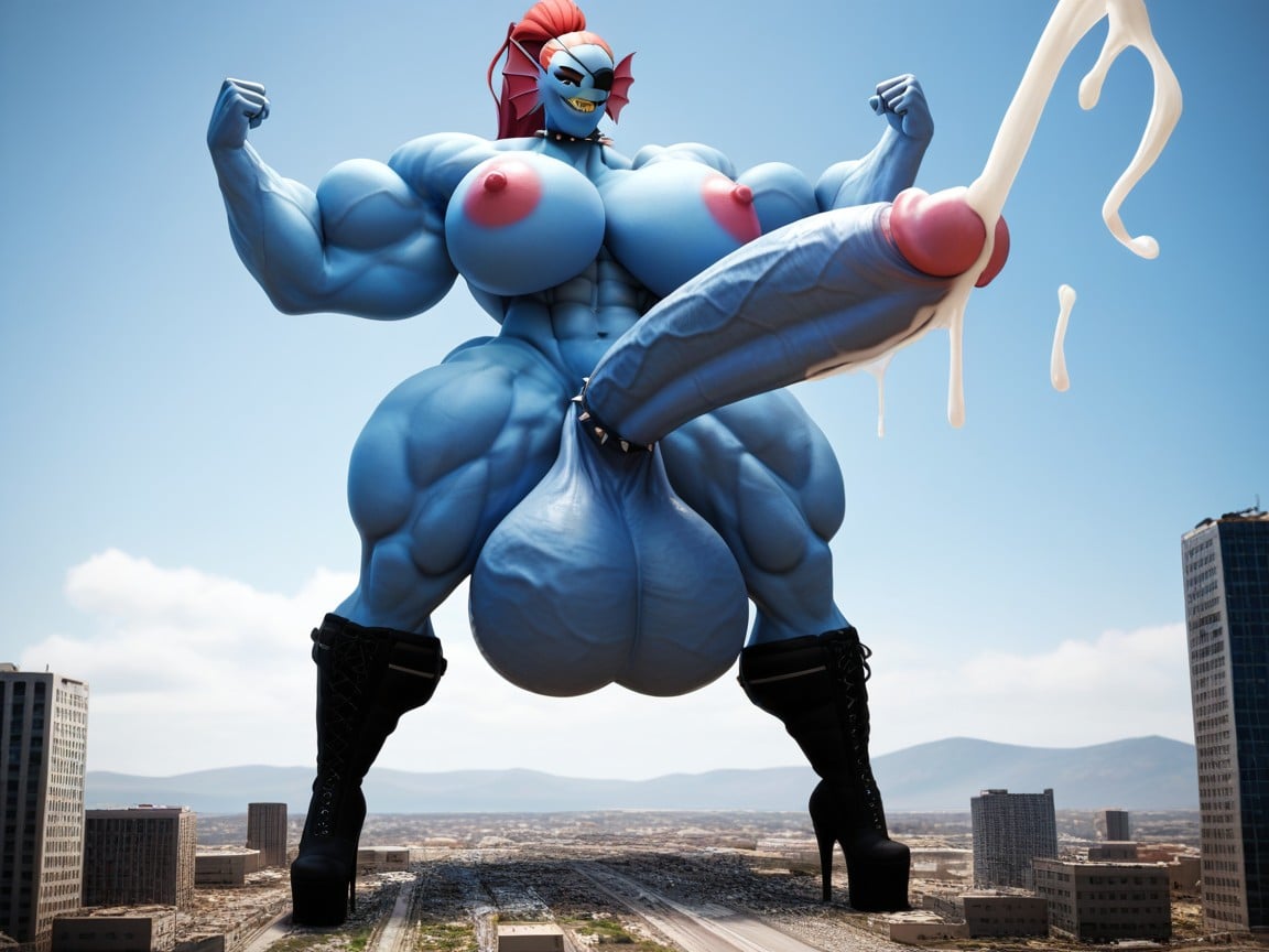 Destruction, Hyper Muscular, Toned Furry AI Porn