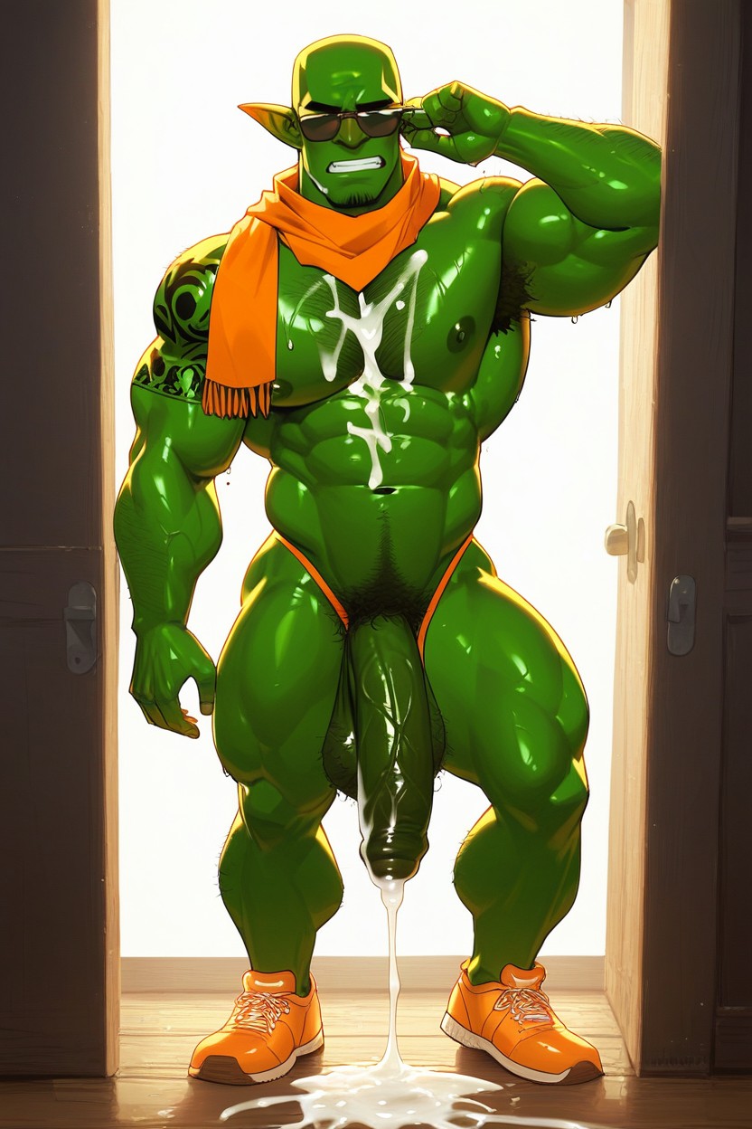 Board Shoulder, Massive Sized Penis, Wet Body AI Gay Porn