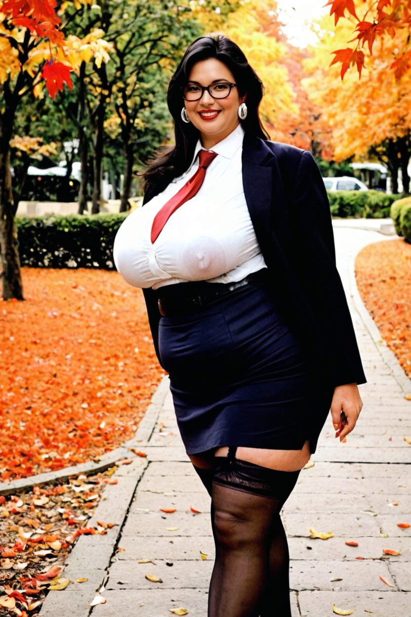 Walking, Shaming Smile, Chubby BBW AI Porn