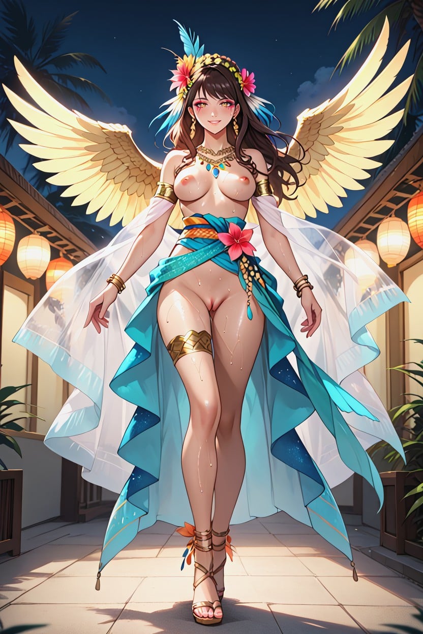 Golden Necklace, Bare Breasts Exposed, Realistic Art Style Hentai AI Porn