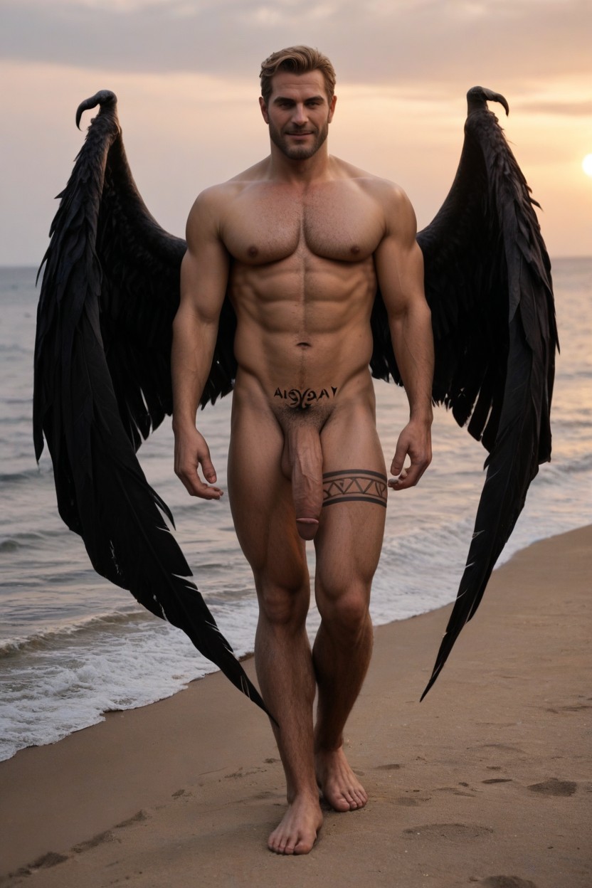 Completely Naked, Tattoo, Scandinavian AI Gay Porn