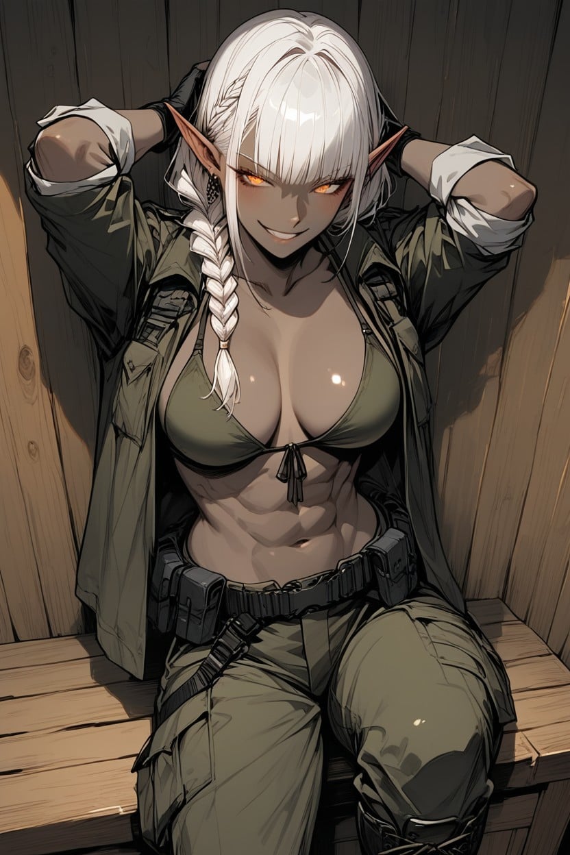 Ultra-detailed, Olive Tied Bikini Top, Only Woman Hentai AI Porn