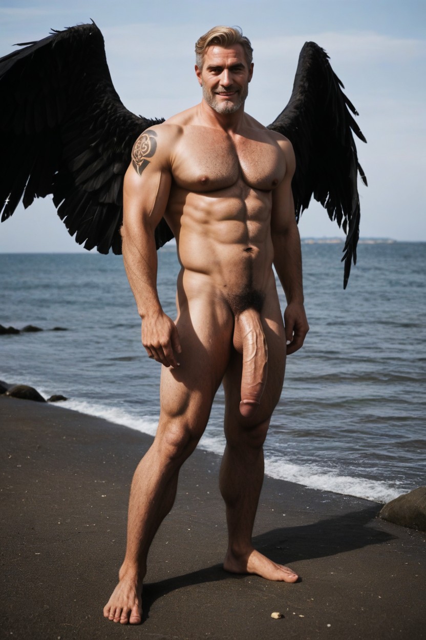 Scandinave, His Legs Are Spread, With A Well-defined Chest Porno IA Gay