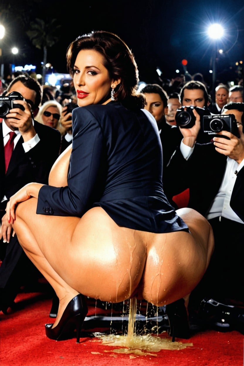 Red Carpet, Wearing Business Blazer, Hollywood MILF AI Porn