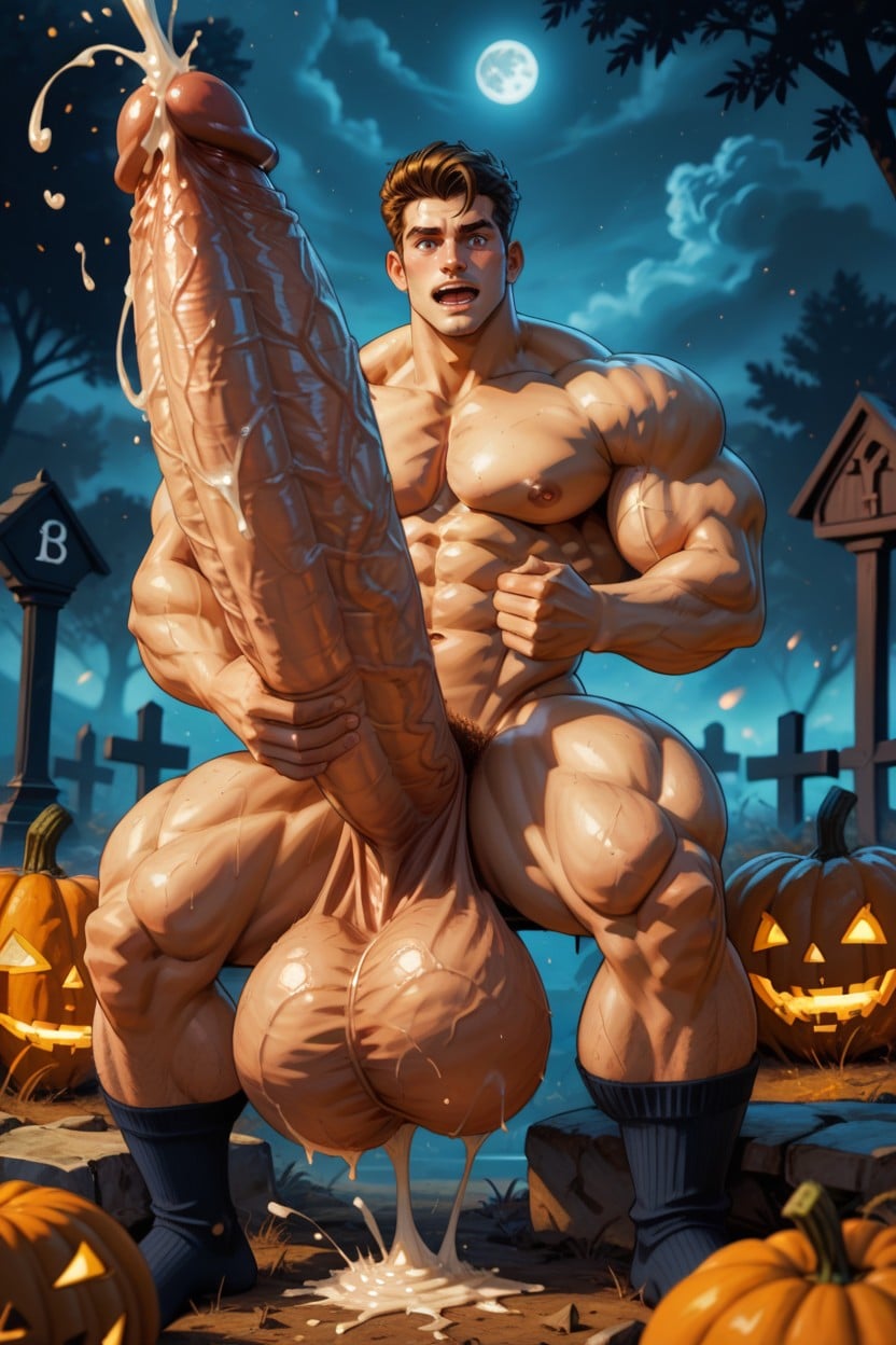 Night, Pumpkins, Desaturated Colors AI Gay Porn
