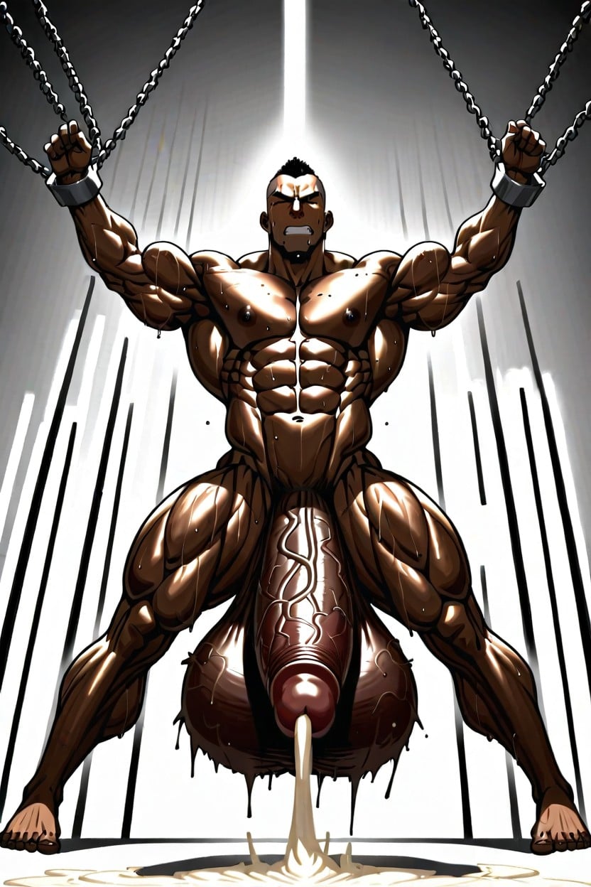 Shaved Head, Extraordinary Massive Ripped Bodybuilder, Huge Cumshot AI Gay Porn