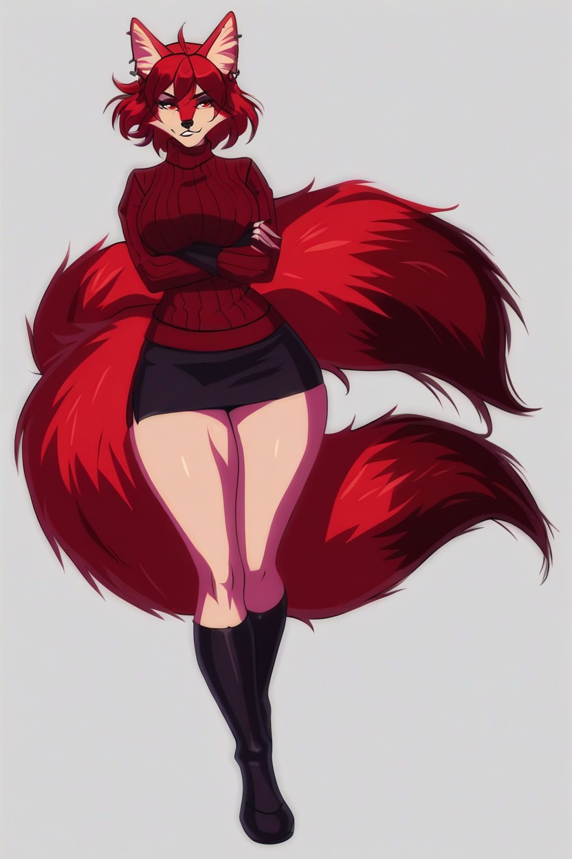Large Breast, Earrings, Standing Furry AI Porn