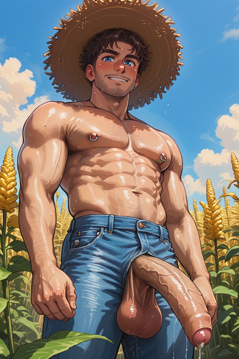 No Shirt, Shaved Body, Soft Smile AI Gay Porn