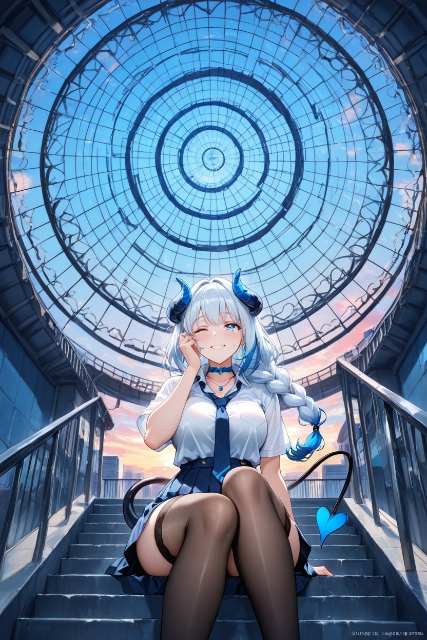 Spiral Staircase, Summer, Happy Crying Hentai AI Porn