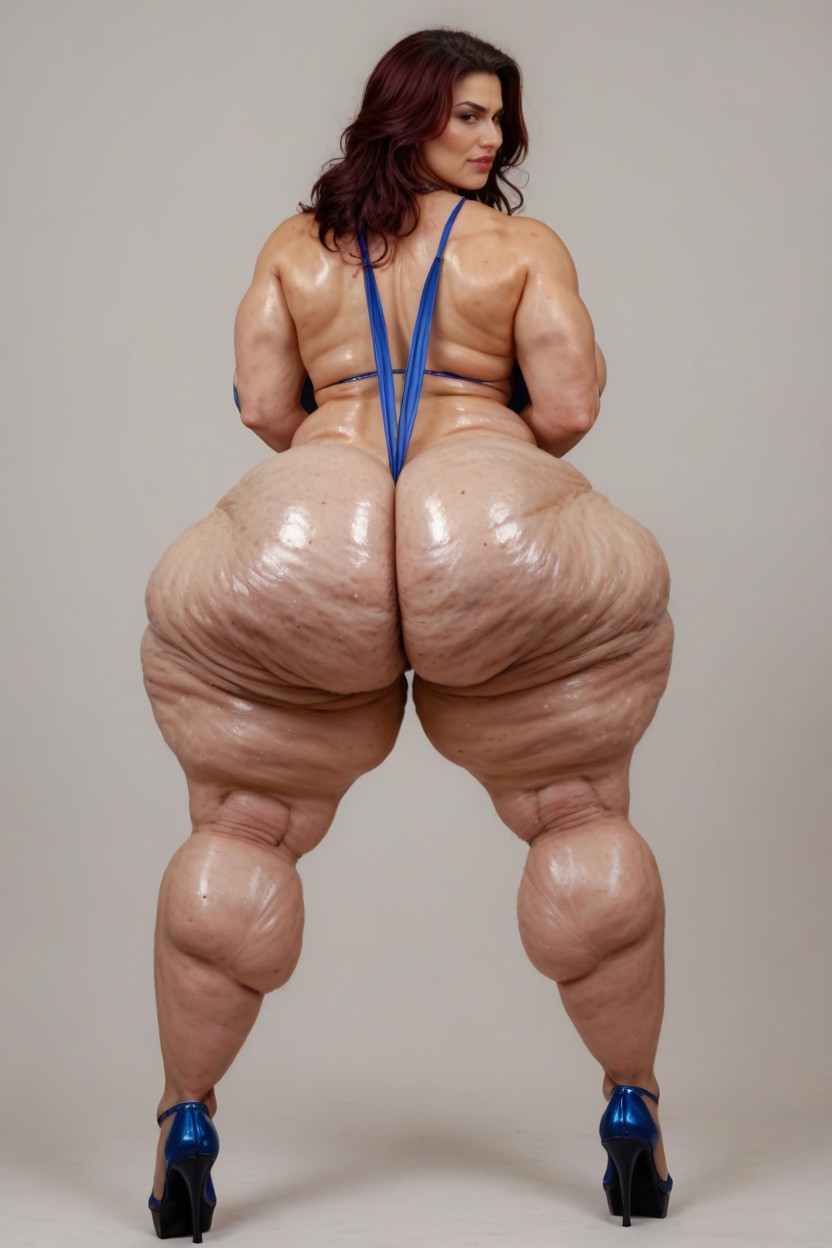 Hourglass, White Background, Muscular Woman AI Porn