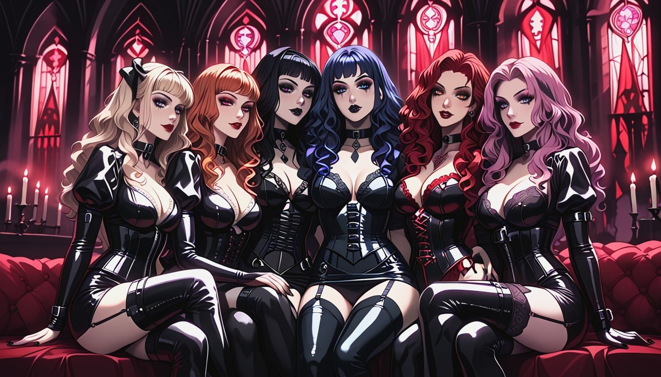 Ultra Realistic, Pink Lips Felicia Warm Skin, Sensual And Elegant Atmosphere Lenore Long Wavy Red Hair Hentai AI Porn