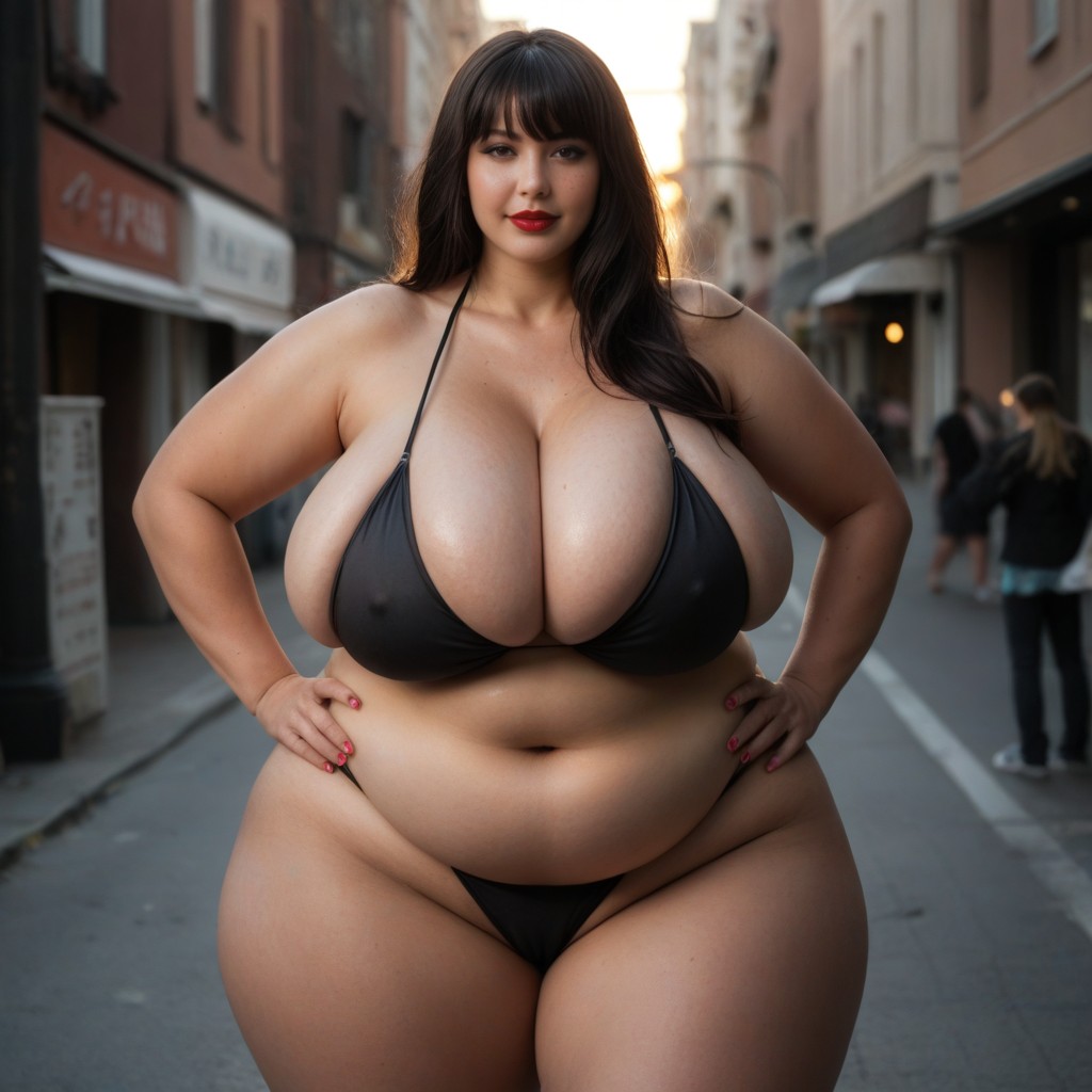 Legs Spread, Gigantic Fat Ass, Brilliant Black Hair BBW AI Porn