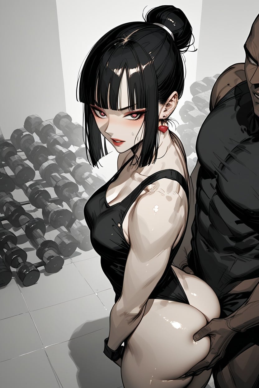 Full Color, Many Black Men Around, Ass Focus Hentai AI Porn