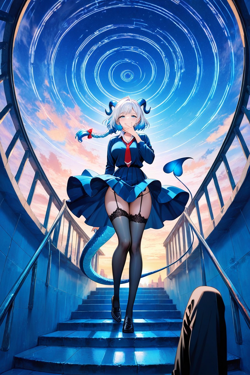 Drinking Tea, Top Of The Tower, Uniform Hentai AI Porn