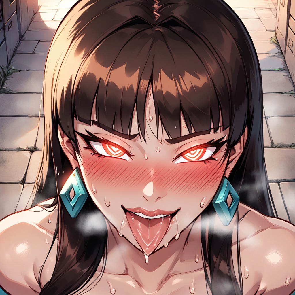 Tongue On Focus, Looking At Viewer, Oiled Skin AI Porn