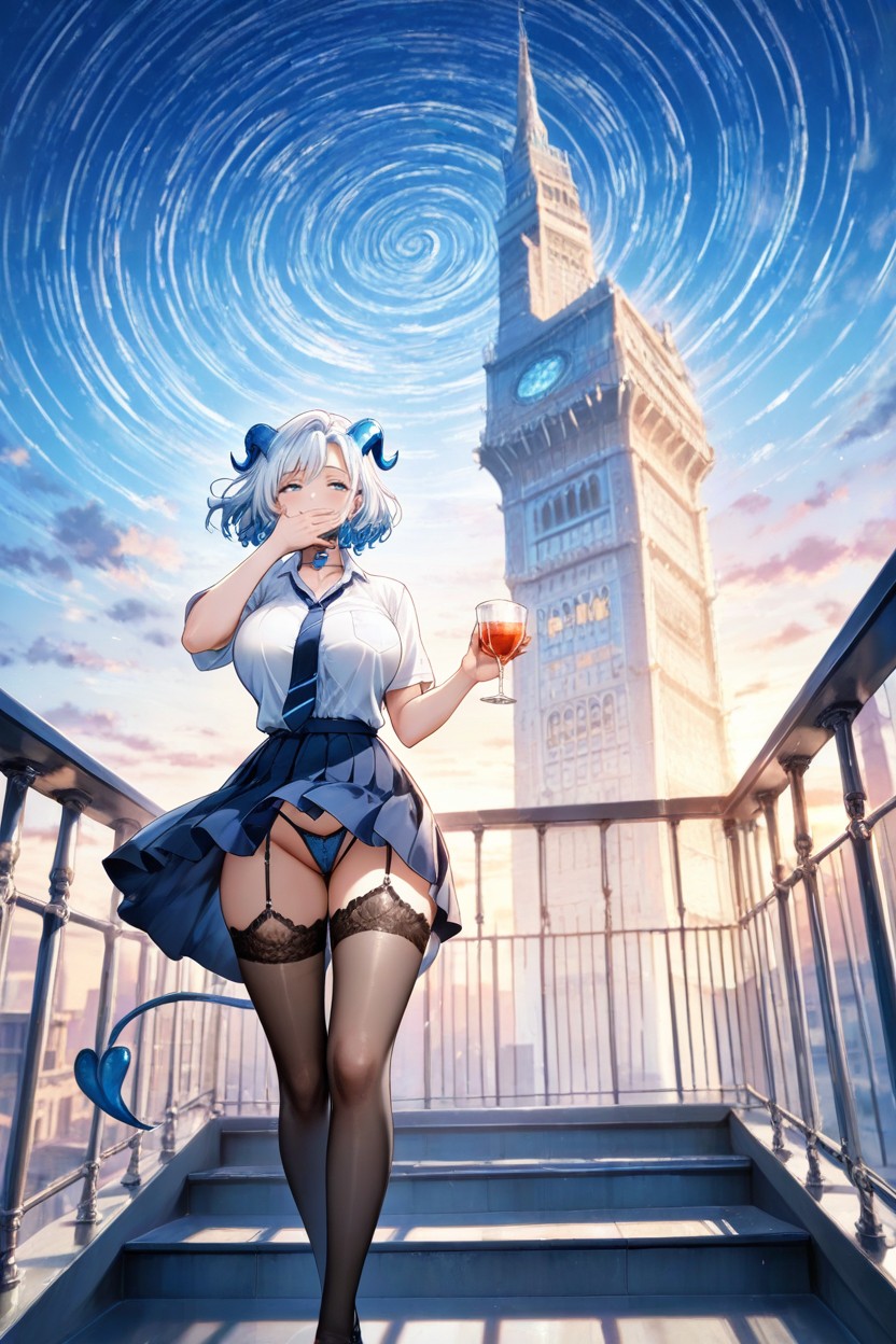 Uniform, White Hair, Braided Hentai AI Porn
