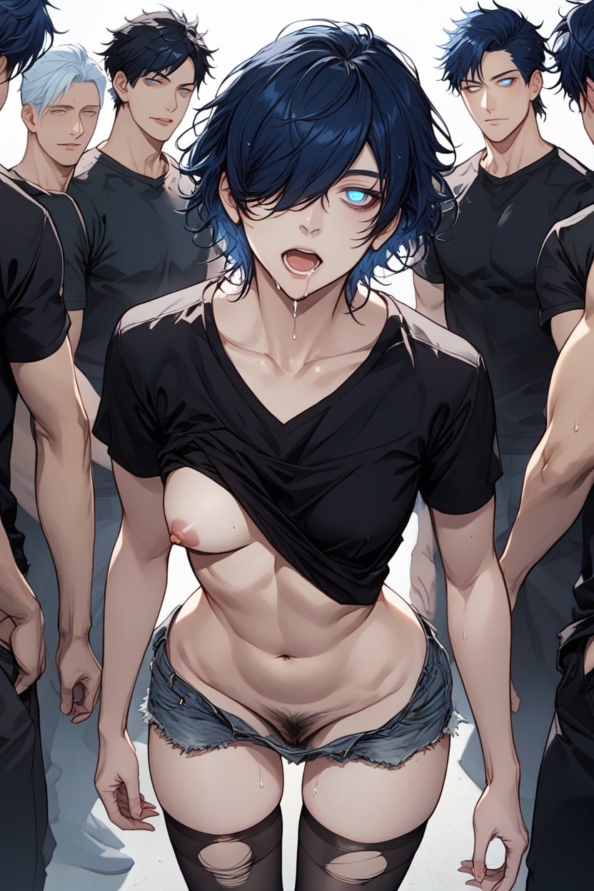Pubic Hair, Clean Hairline, Many People Around Hentai AI Porn