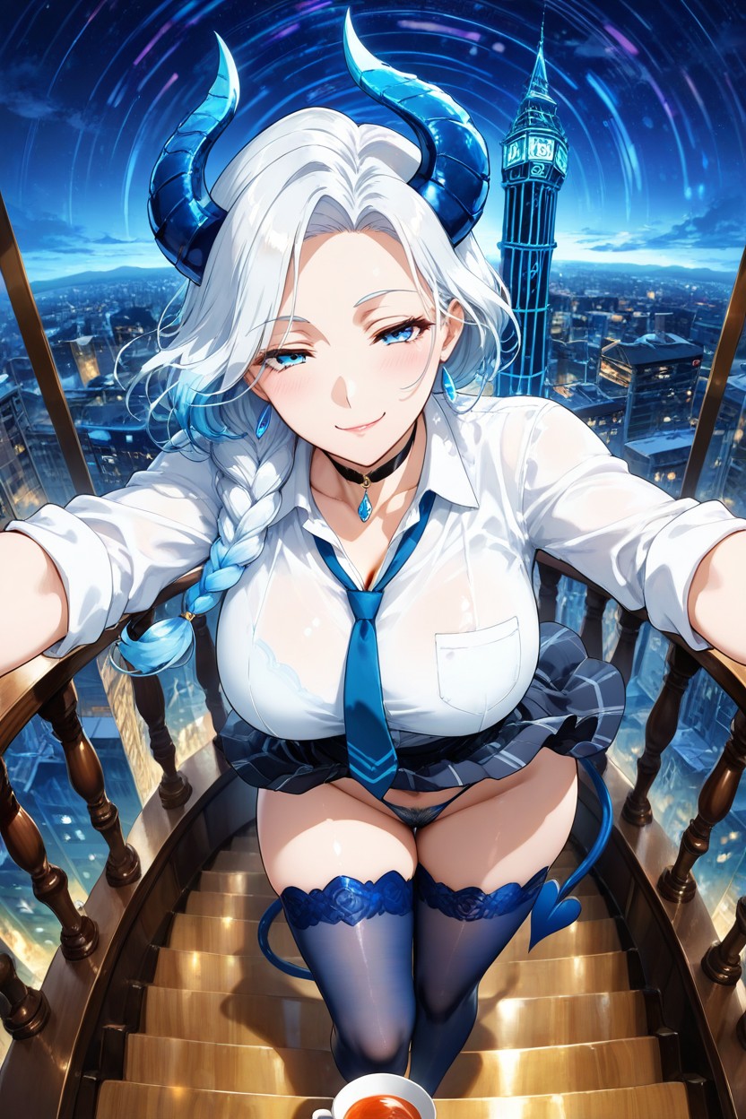 White Hair, Blessed, Uniform Hentai AI Porn