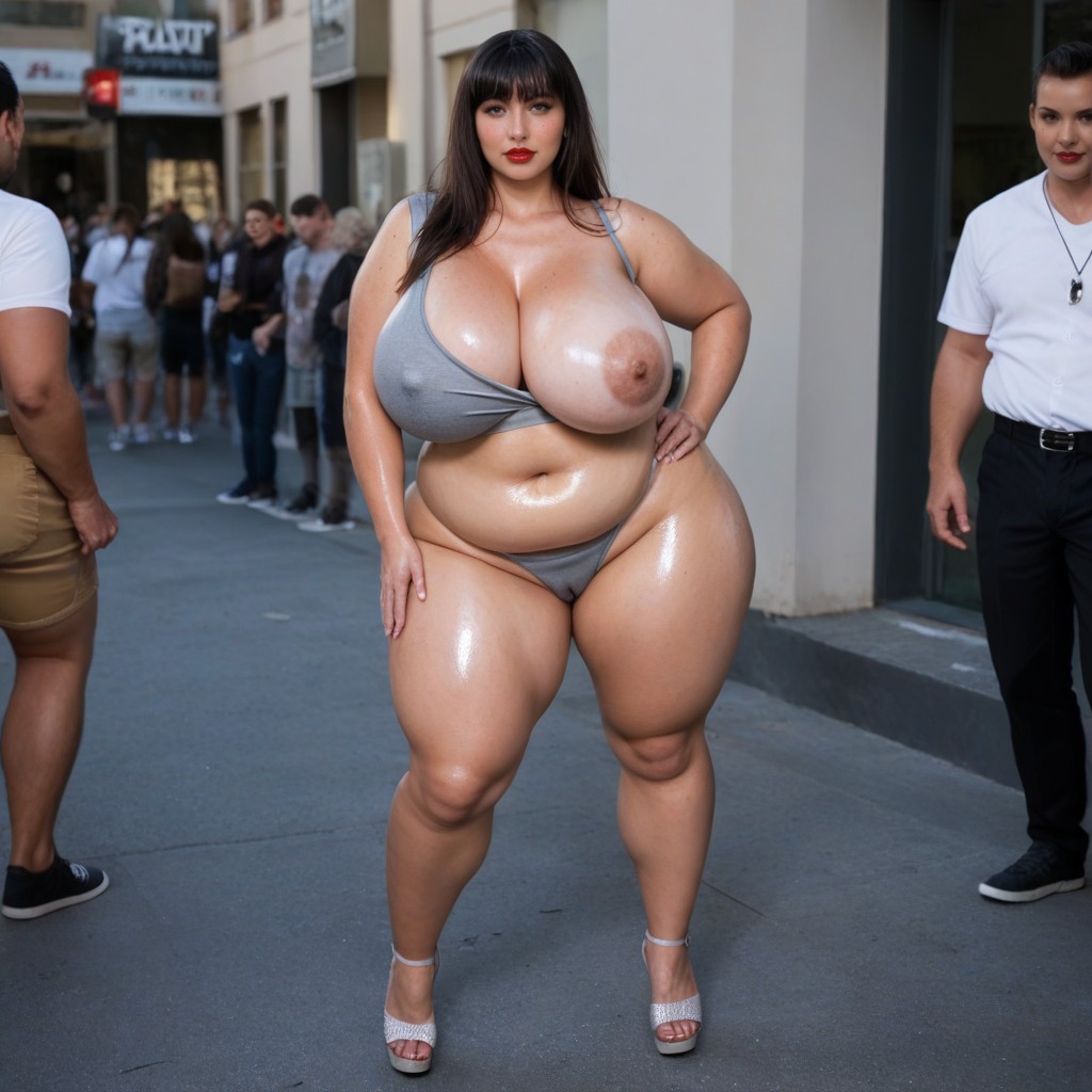 Flirty Eyes, Pale Skin, Side View BBW AI Porn