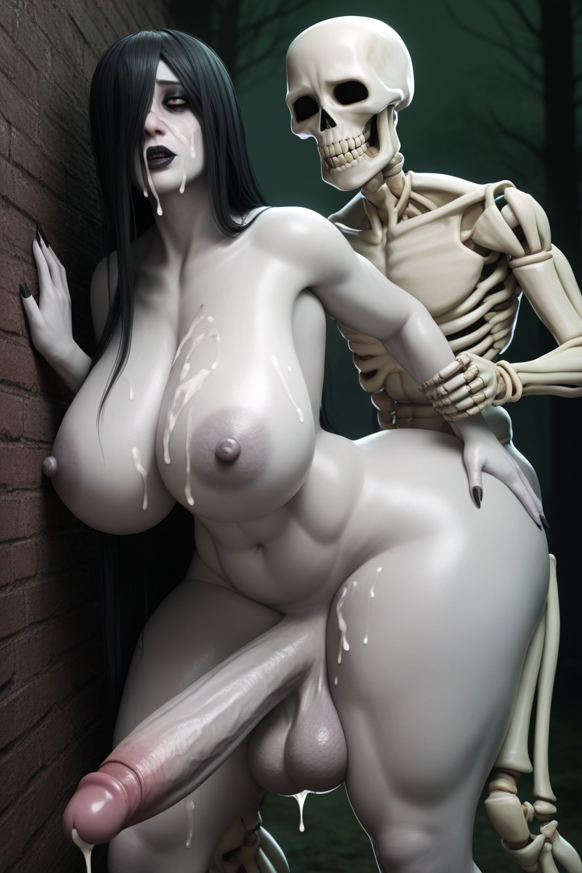 Gray Skin, Huge Breasts, Long Legs Shemale AI Porn