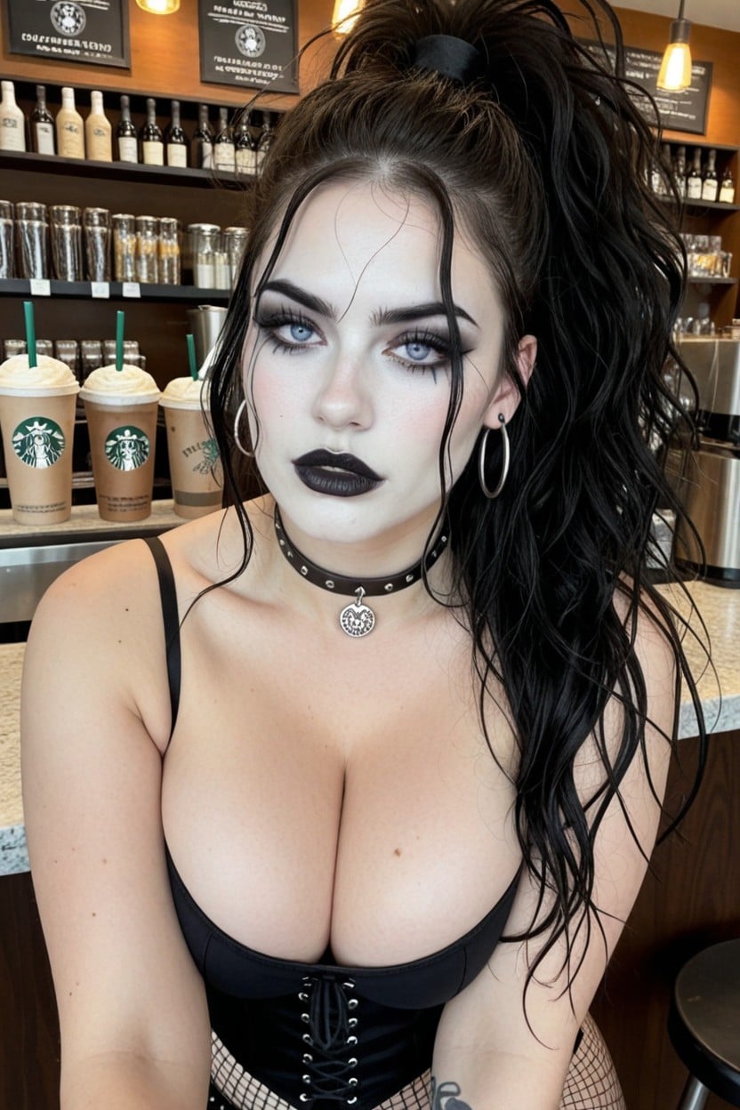 Long Length, Pale Skin, Black Lipstick AI Porn