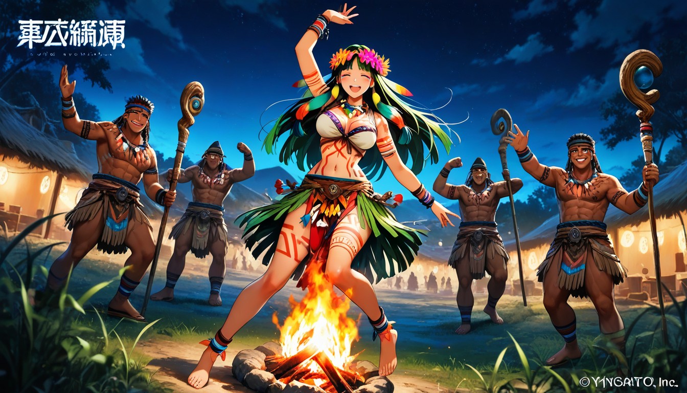Waist Shot, Skinny, Colorful Maori Anklets Hentai AI Porn