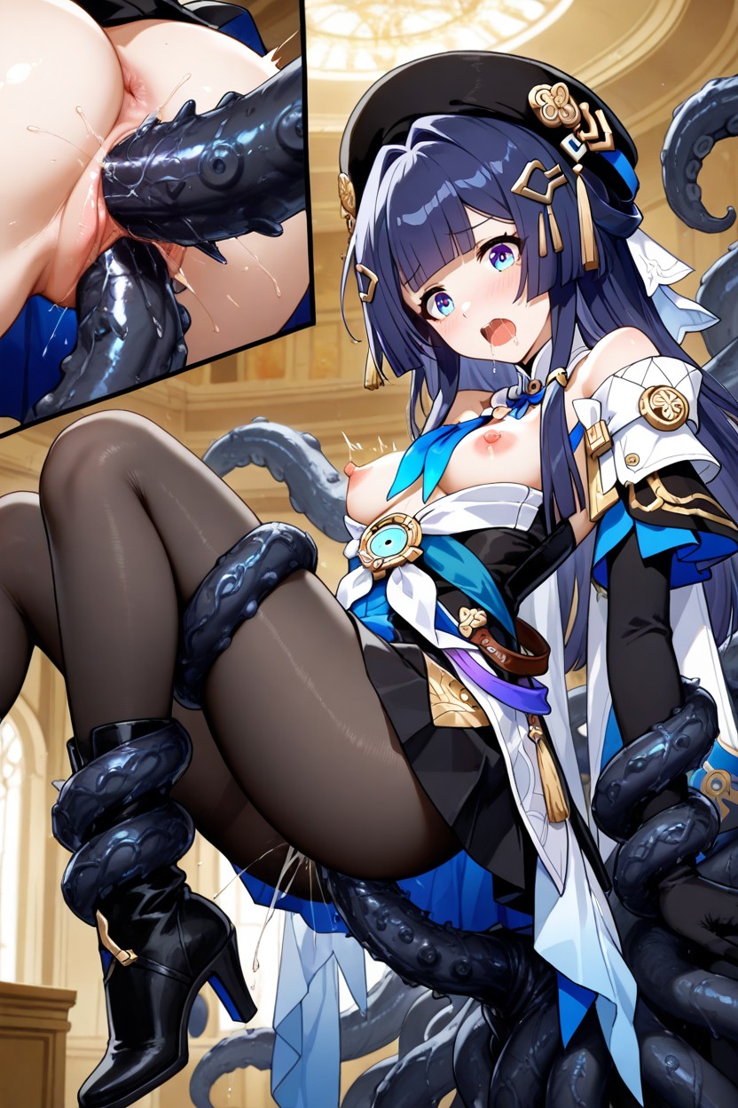 Close Up, Nipples Visible, Inside Museum Room Hentai AI Porn