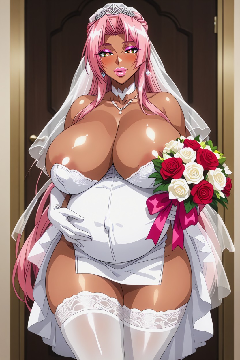 Blushing, Happy, Holding Belly Hentai AI Porn