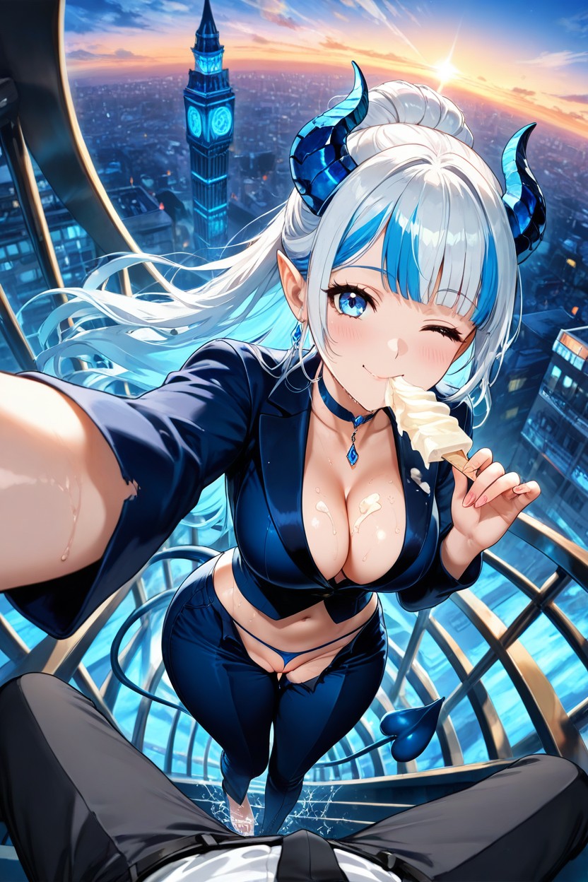 Blue Pantie, Torn Clothes, Succubus Hentai AI Porn