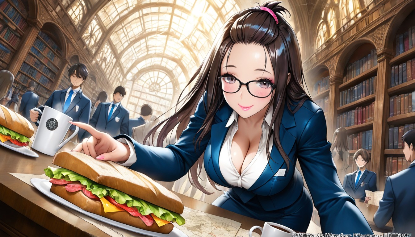 Cleavage, Long Hair, Bangs Pinned Back Hentai AI Porn