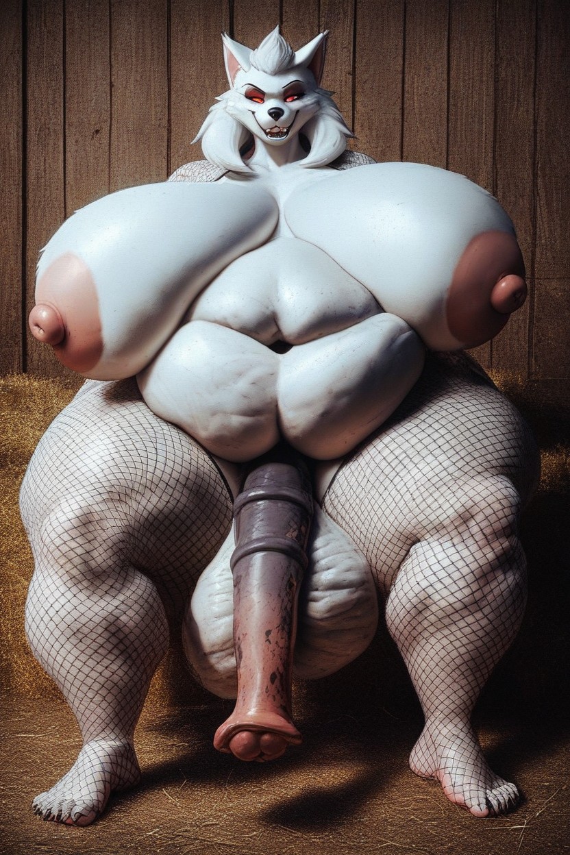 Immense Fat Belly, Front View, Futanari Furry AI Porn
