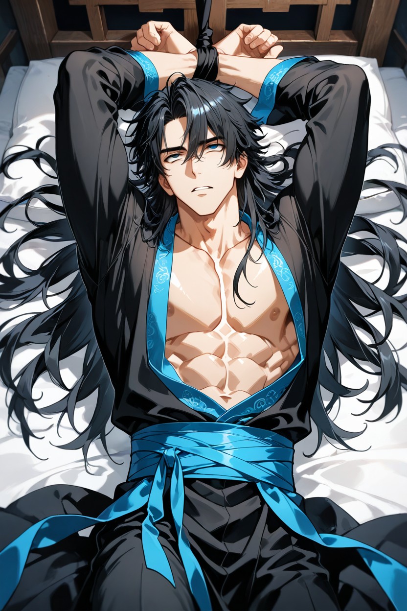 Empty Eyes, Black Hair, In Ancient Room AI Gay Porn