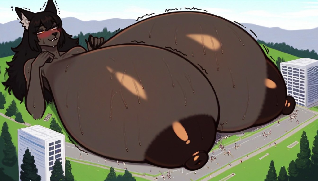 Only Two Breasts, Breasts Larger Than Entire Body, Giantess Furry AI Porn
