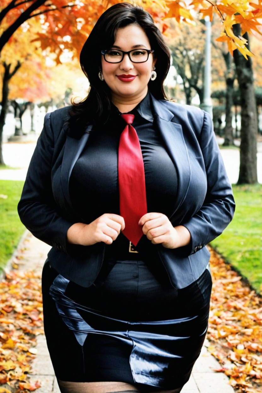 Japanese, Japanese Woman, Bright Red Lips BBW AI Porn