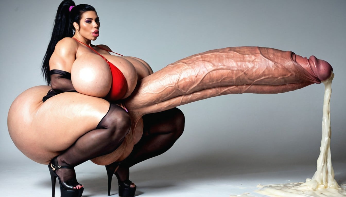 Blasting Cum, Big Erect Cock, Gigantic Massive Hyper Cock Shemale AI Porn