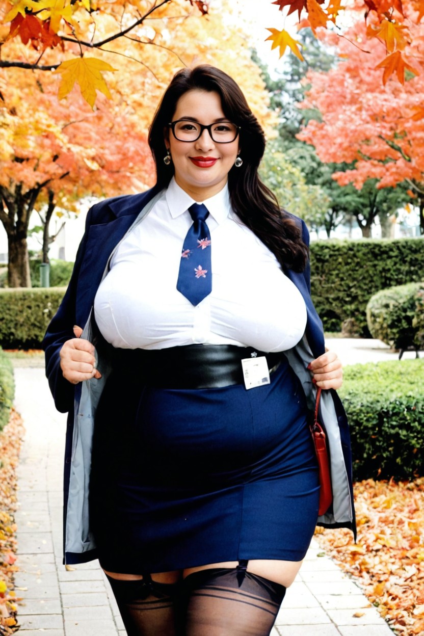 Clothed Bubble Butt, Pudgy, Bright Red Lips BBW AI Porn