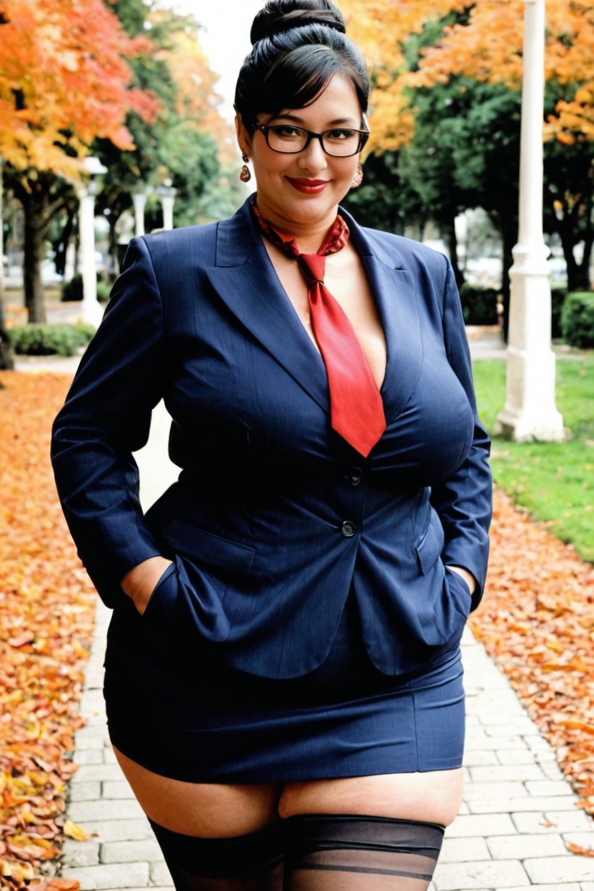 Black Eyes, Intellectual, Motherly Smile BBW AI Porn