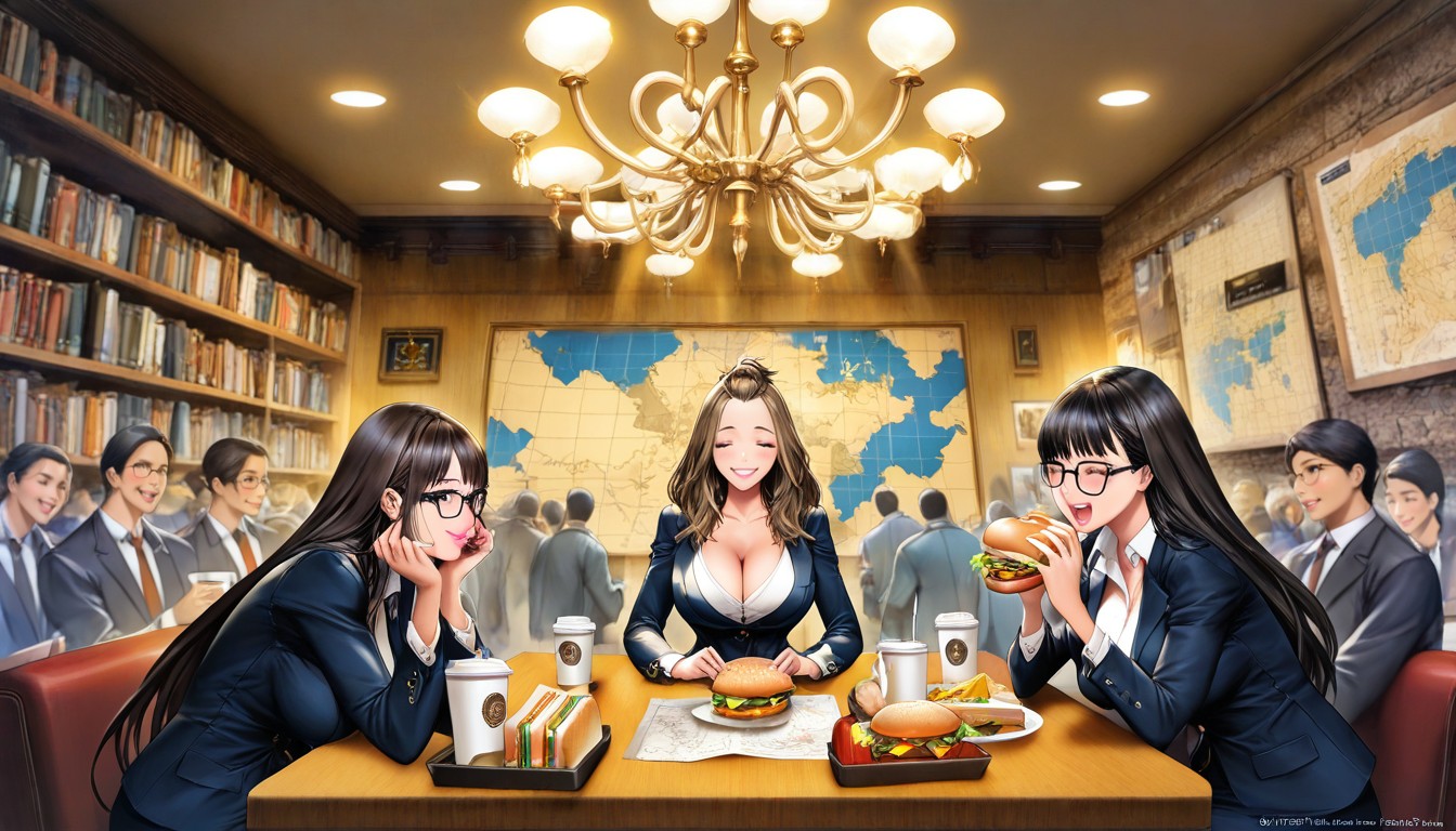 Female In Vintage Study Room, Colossal Map, Hyung Tae Kim Art Hentai AI Porn